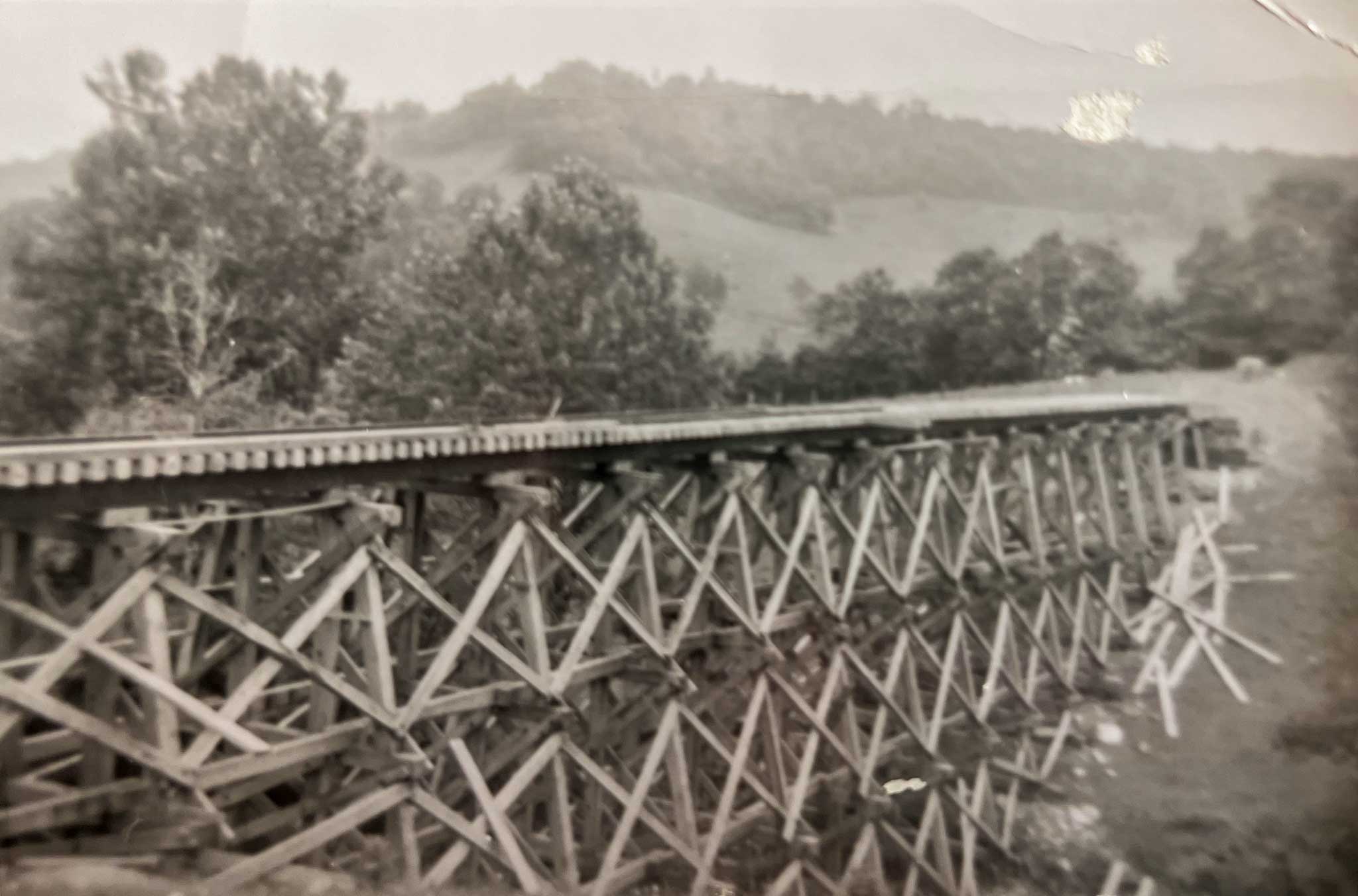 The building of the Tweetsie Railroad trestle and track. Photo courtesy of Diane Cornett Deal.