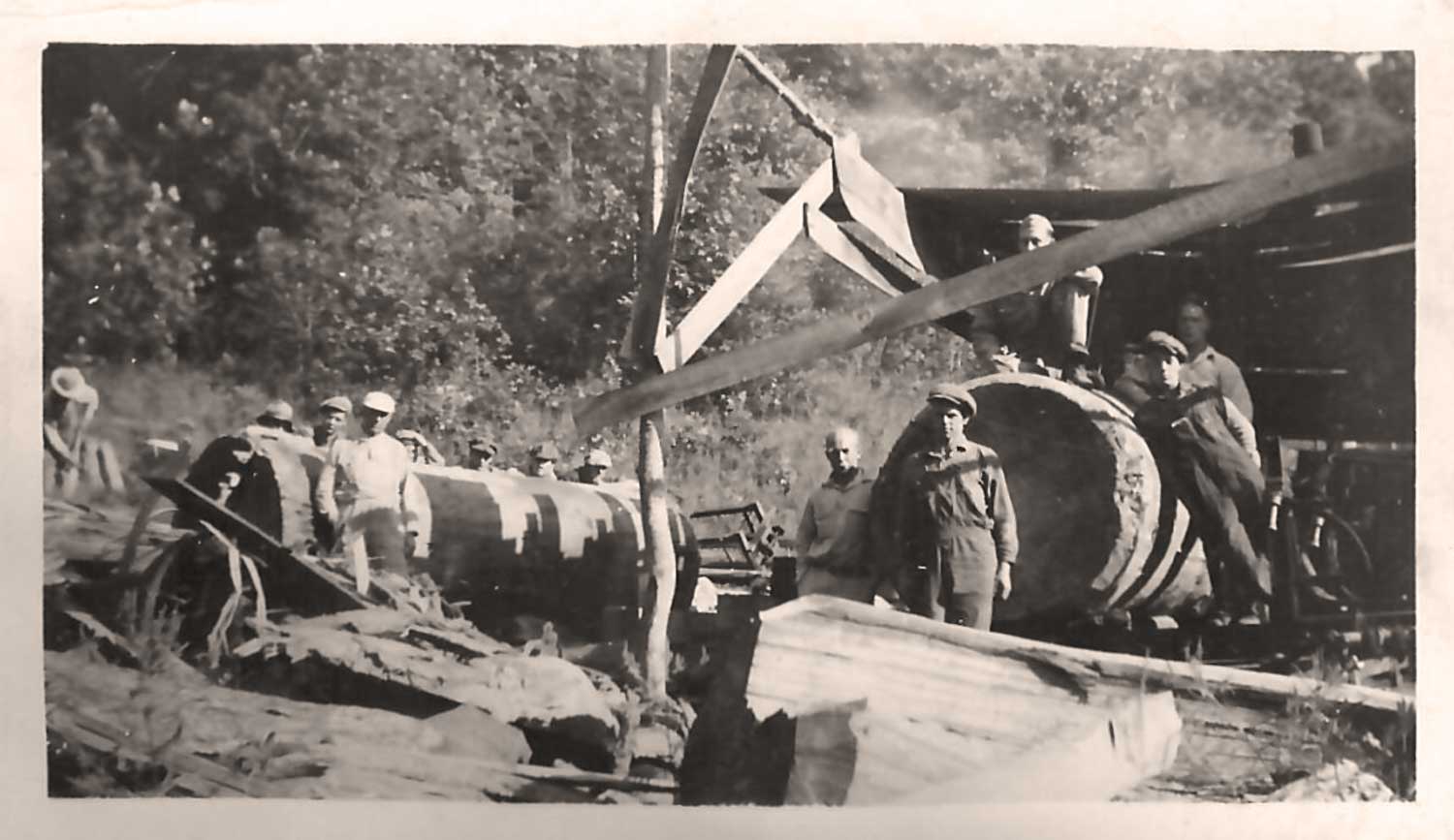These photos are from the 1930s at the sawmill down on Elk (Triplett) that was owned by E. W. Moretz and his sons, Ralph and Glenn Moretz. Photo courtesy of Justin Moretz.